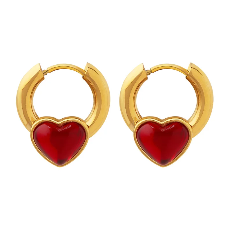 European and American Delicate Personality Fresh and Versatile Love-heart Earrings Stainless Steel Plated 18K Gold Earrings
European and American Delicate Personality Fresh and Versatile Love-heart Earrings Stainless Steel Plated 18K Gold Earrings