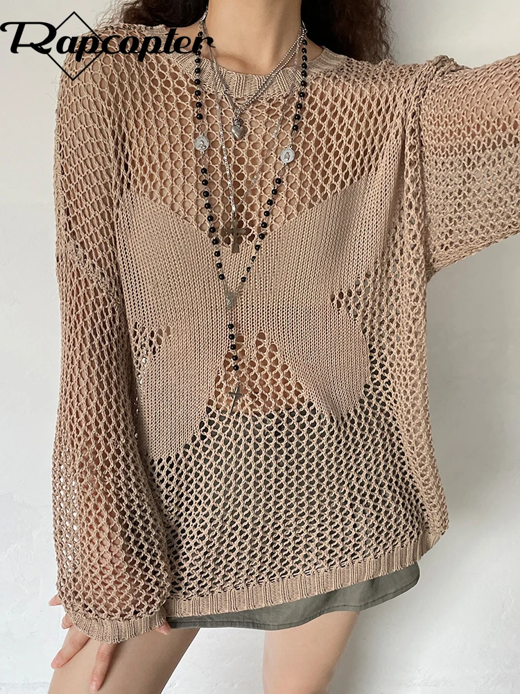 Rapcopter Y2K Butterfly Smock Top Knitted Khaki Full Sleeve Loose T Shirt O Neck Retro Cute Holes Pullovers Jumpers Women Korean
Rapcopter Y2K Butterfly Smock Top Knitted Khaki Full Sleeve Loose T Shirt O Neck Retro Cute Holes Pullovers Jumpers Women Korean