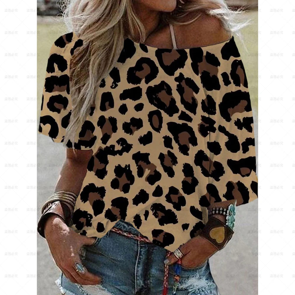 Женская футболка с леопардовым принтом, свободная повседневная футболка с коротким рукавом и диагональным воротником, лето 2022
Женская футболка с леопардовым принтом, свободная повседневная футболка с коротким рукавом и диагональным воротником, лето 2022