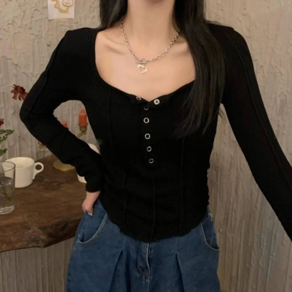 M-2xl Women T-Shirt Chiffon Blouse Exposed Seams Long Sleeve Blouses Curved Hem Fitted With Button Detail Top
M-2xl Women T-Shirt Chiffon Blouse Exposed Seams Long Sleeve Blouses Curved Hem Fitted With Button Detail Top
