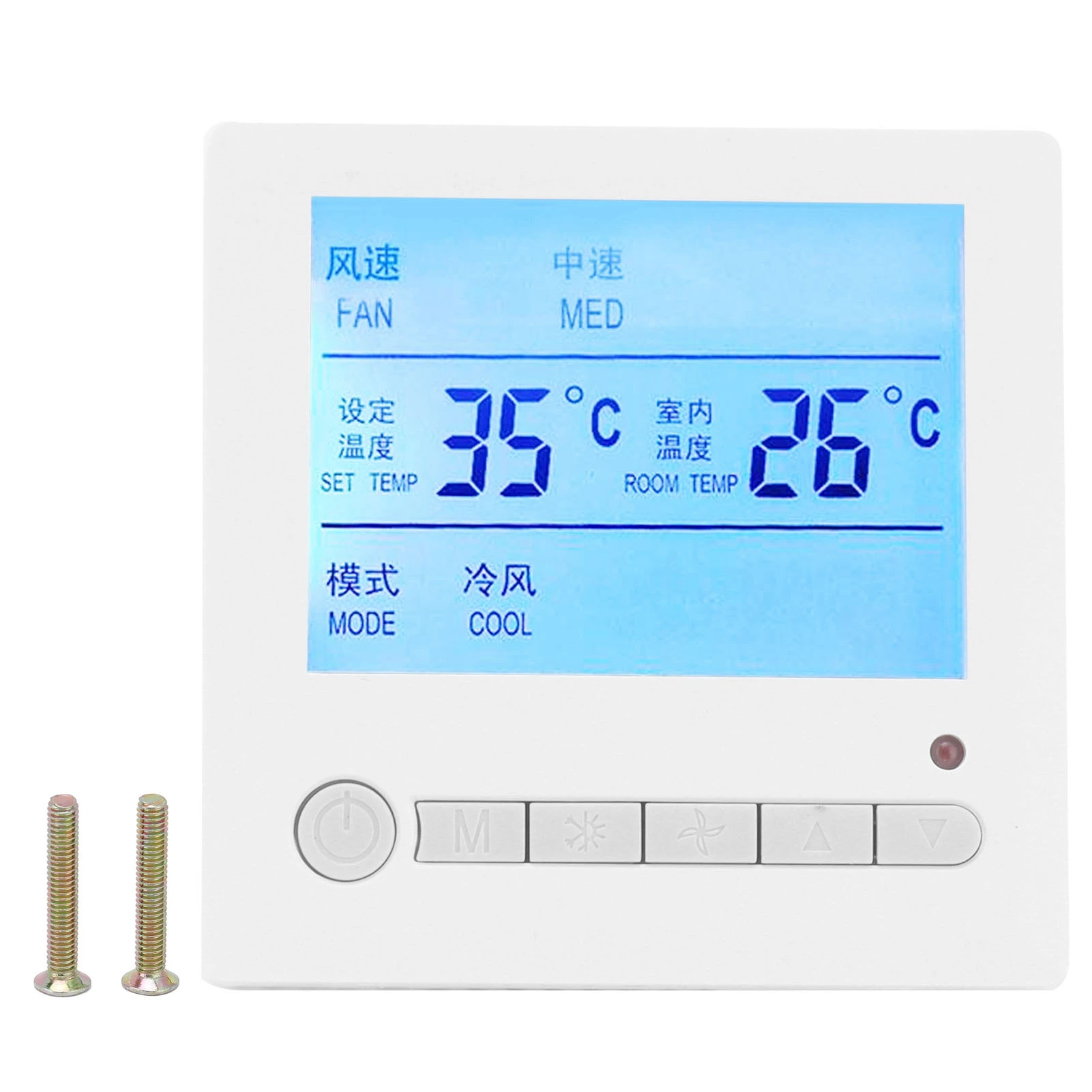 AC220V Intelligent LCD Thermostat Fan Coil Temperature Controller Air Conditioning Panel Switch
AC220V Intelligent LCD Thermostat Fan Coil Temperature Controller Air Conditioning Panel Switch