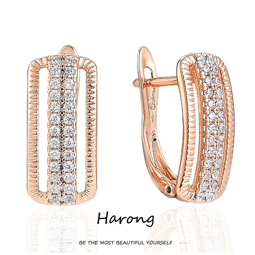 Harong Sparkling Crystal Copper Earrings Rose Gold Color Metal Aesthetic Women's Jewelry Accessories Gift for Valentines Day
Harong Sparkling Crystal Copper Earrings Rose Gold Color Metal Aesthetic Women's Jewelry Accessories Gift for Valentines Day