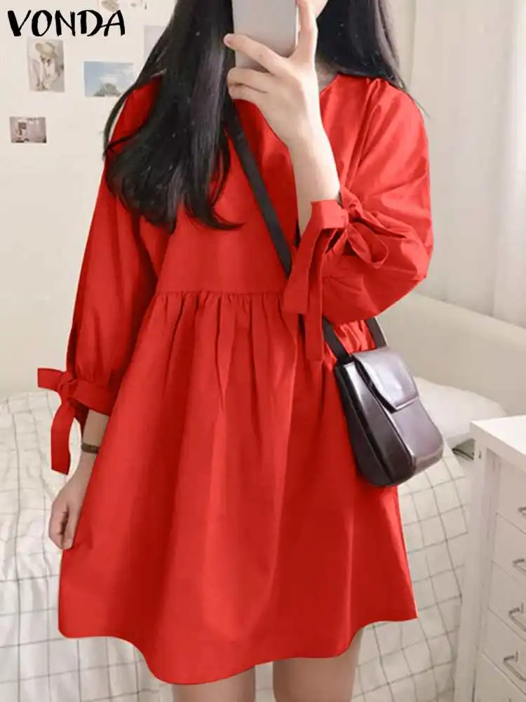 VONDA Casual Mini Dresses Lady Baggy Ruffled Vestidos Beach Sundress Women O Neck Cotton Solid Party Pleated Sundress Oversized
VONDA Casual Mini Dresses Lady Baggy Ruffled Vestidos Beach Sundress Women O Neck Cotton Solid Party Pleated Sundress Oversized