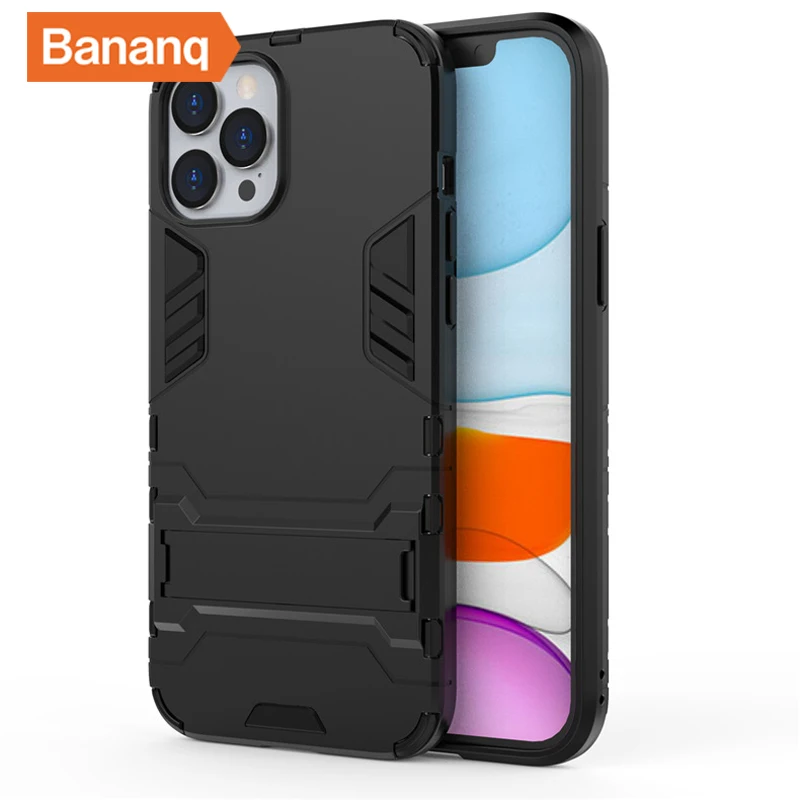 

Bananq Holder Armor Phone Case For iPhone 5 5S 5C 6 6S 7 8 Plus 11 12 13 Mini X XR Pro XS Max SE2 Hybrid ShockProof Rugged Cover