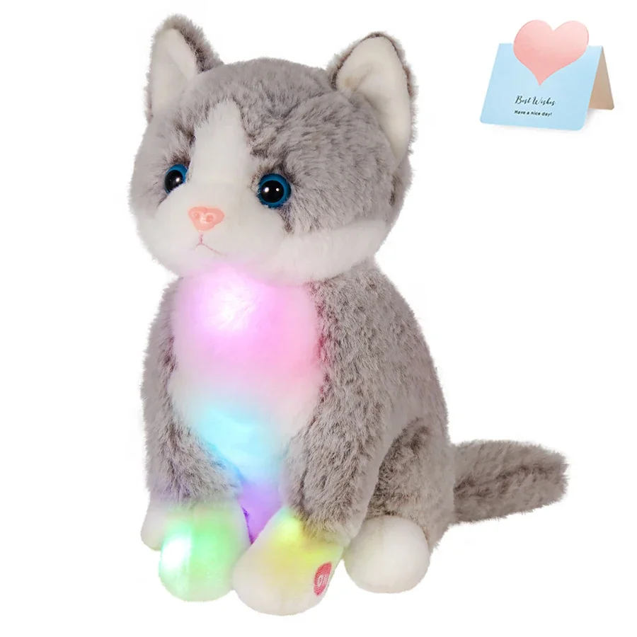 

28cm LED Plush Toys Cat Doll Stuffed Cute Animal Pillow Glow Light Up Gifts for Girls Room Decors Birthdays Kids Juguetes Niños