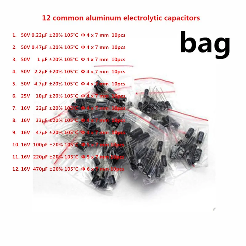 500PCS 24 kinds of aluminum electrolytic capacitor pack 0.22uF ~470UF 12 kinds of specifications 10 pieces each
500PCS 24 kinds of aluminum electrolytic capacitor pack 0.22uF ~470UF 12 kinds of specifications 10 pieces each