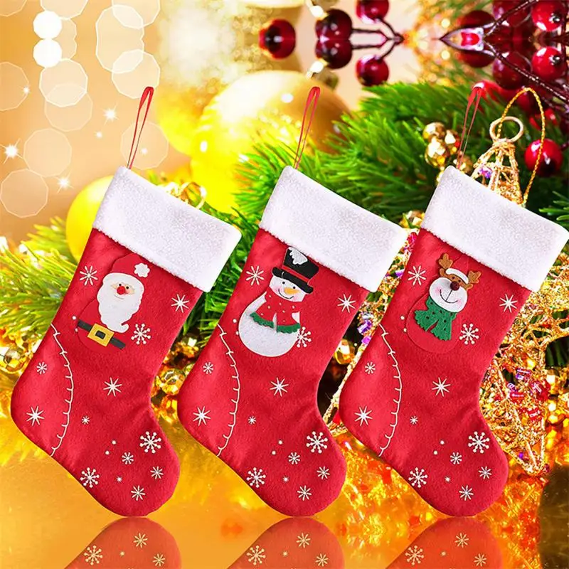 

Santa Elk Socks Pendants Home Decoration Hanging Xmas Tree Ornament Reusable Homemade Party Supplies Christmas Stockings Cloth