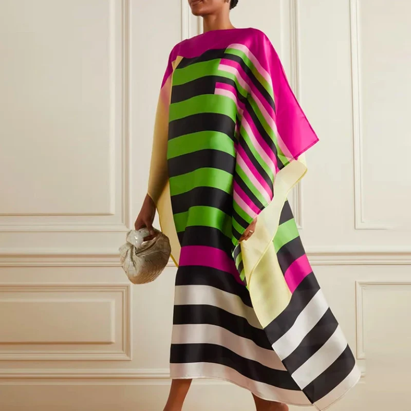 Lady Draped Vintage Dress 2023 Commute Striped Print Bat Sleeve Pullover Dresses Women Loose High Street Crew Neck Long Dress
Lady Draped Vintage Dress 2023 Commute Striped Print Bat Sleeve Pullover Dresses Women Loose High Street Crew Neck Long Dress