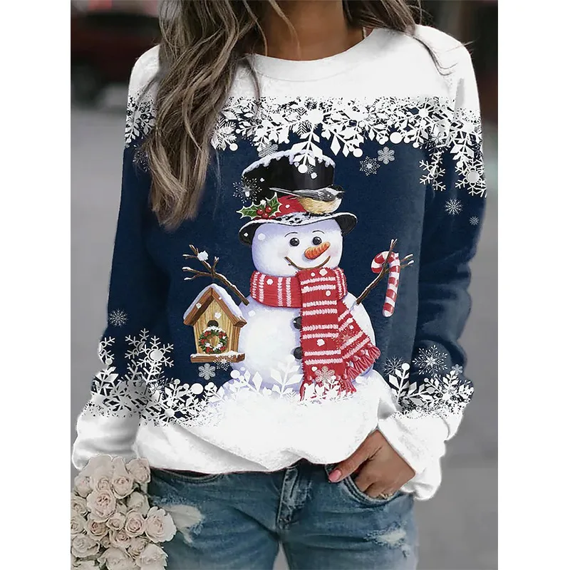 Women's Tshirt 2023 autumn winter women's Christmas new snowman print long sleeve casual loose T blood blouse
Women's Tshirt 2023 autumn winter women's Christmas new snowman print long sleeve casual loose T blood blouse