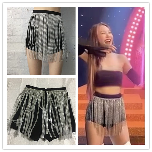 Kpop Korean 2023 Summer Jazz Dance Sexy Long Rhinestone Shiny Shorts Women Nightclub Elastic Tassel Black High Waist Slim Shorts
Kpop Korean 2023 Summer Jazz Dance Sexy Long Rhinestone Shiny Shorts Women Nightclub Elastic Tassel Black High Waist Slim Shorts