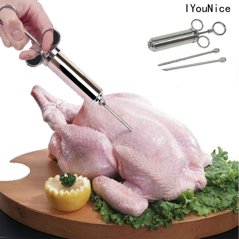 

Grill 2-oz Marinade Seasoning Injector Turkey Meat Injectors Stainless Steel Cooking Syringe Injection With 3-5 Needles