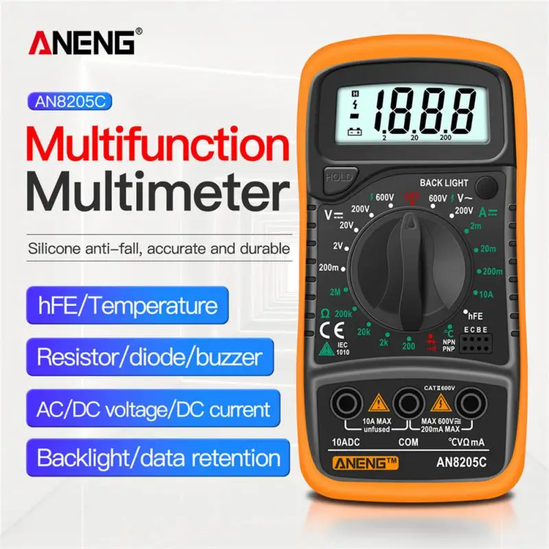 ANENG AN8205C Digital Multimeter AC/DC Ammeter Multi-function Digita Backlight Home High-precision Voltage And Current Meter
ANENG AN8205C Digital Multimeter AC/DC Ammeter Multi-function Digita Backlight Home High-precision Voltage And Current Meter