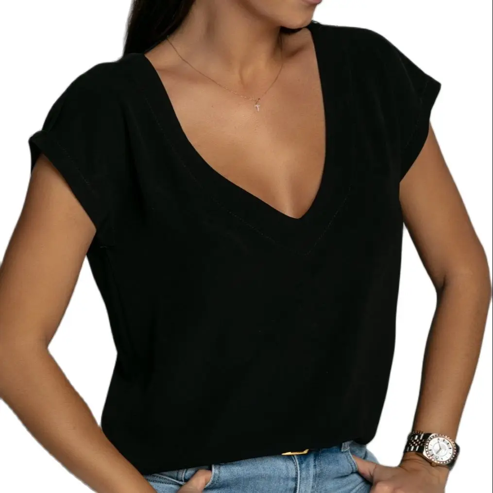 New Women Sexy V-neck Blouse Solid Color Summer Tops Backless Women Fashion Clothes Loose Style T-short 3 Colors Drop Shipping
New Women Sexy V-neck Blouse Solid Color Summer Tops Backless Women Fashion Clothes Loose Style T-short 3 Colors Drop Shipping