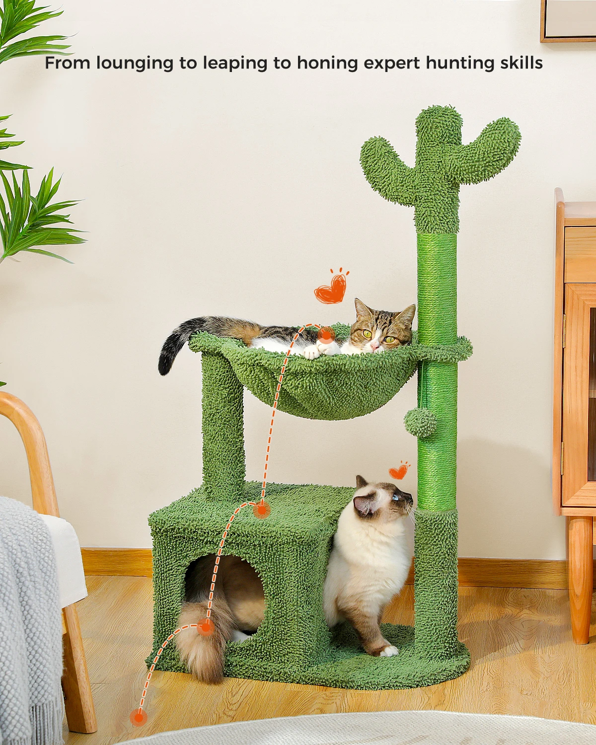 PAWZ Road кактус, кошачье дерево до 39,4 дюйма с гамаком, окунь, кошачья Когтеточка для внутренних средних кошек
PAWZ Road кактус, кошачье дерево до 39,4 дюйма с гамаком, окунь, кошачья Когтеточка для внутренних средних кошек