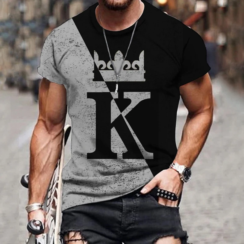Poker T-shirt Men's Fashion Crown K T Shirt 3D Printed Short Sleeve Letters T-Shirt Tops Streetwear Vintage Tees Men's T-shirt
Poker T-shirt Men's Fashion Crown K T Shirt 3D Printed Short Sleeve Letters T-Shirt Tops Streetwear Vintage Tees Men's T-shirt
