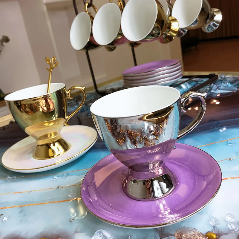 Ceramics Coffee Cup Afternoon Tea Golden Silver Teacup Vintage Coffee Cup Dish Spoon Set Classic Drinkware Nordic Porcelain Mug
Ceramics Coffee Cup Afternoon Tea Golden Silver Teacup Vintage Coffee Cup Dish Spoon Set Classic Drinkware Nordic Porcelain Mug