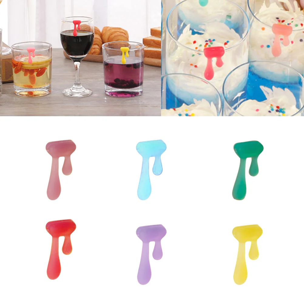 

6pcs Silicone Water Drop Shape Glass Marker Creative Drinking Cup Identifier Party Cup Sign (Random Color) Markers for drinks