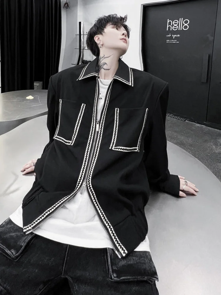 Мужская осенняя куртка на молнии, с длинным рукавом и отложным воротником
Мужская осенняя куртка на молнии, с длинным рукавом и отложным воротником