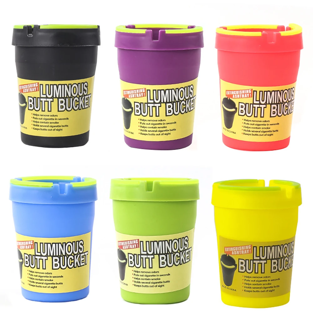 Barrel-shaped plastic ashtray household car portable smoking accessories luminous ashtray
Barrel-shaped plastic ashtray household car portable smoking accessories luminous ashtray