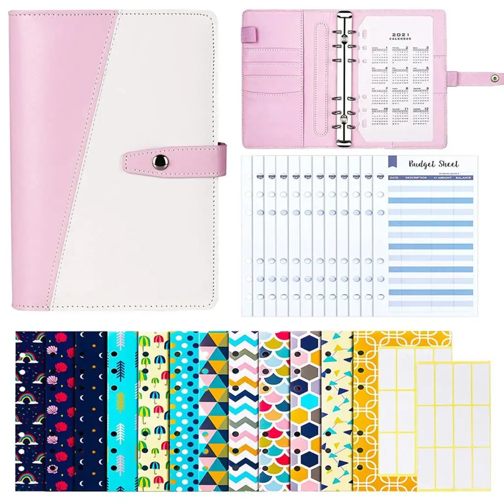 28Pcs A6 PU Binder Budget Envelopes System Planner with Budget Cash Envelopes ,Budget Sheets,24Pcs Stickers and 2021 Calendar
28Pcs A6 PU Binder Budget Envelopes System Planner with Budget Cash Envelopes ,Budget Sheets,24Pcs Stickers and 2021 Calendar