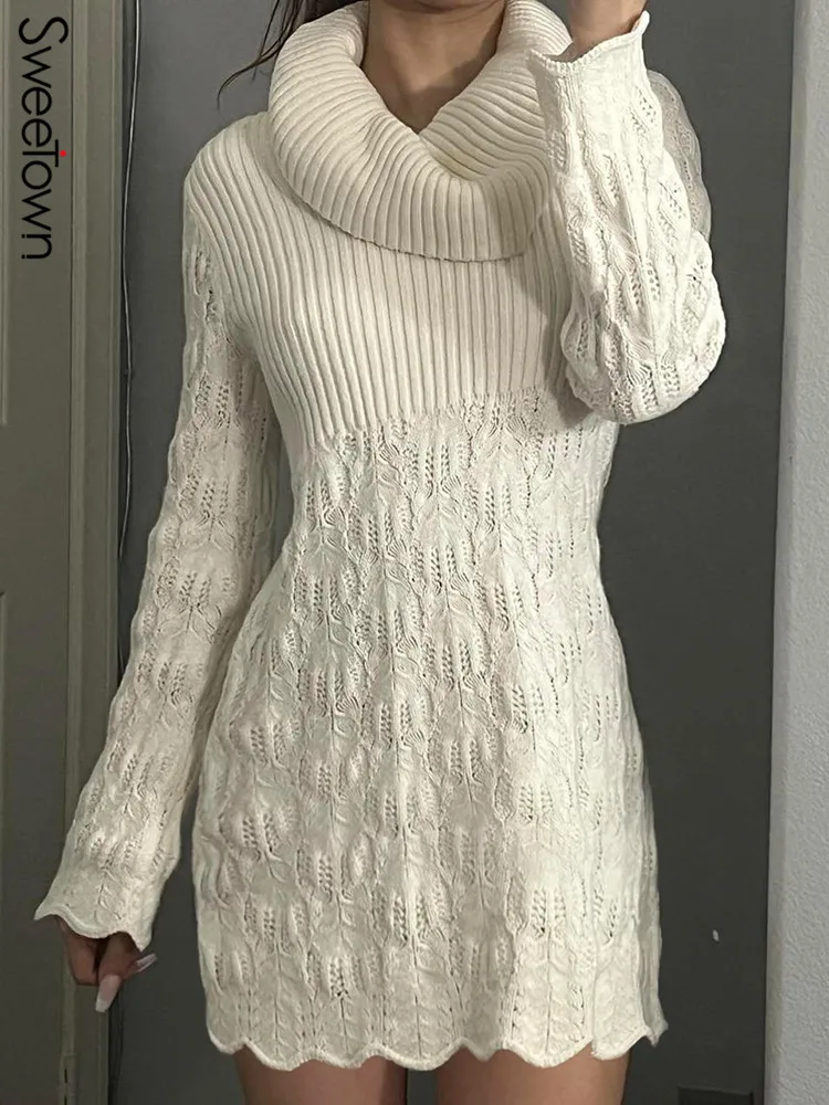 Sweetown Turtleneck Mini Dress Long Sleeve Bodycon Vestidos Ladies Autumn Winter Twist Knitted Sweater Dresses Y2K Streetwear
Sweetown Turtleneck Mini Dress Long Sleeve Bodycon Vestidos Ladies Autumn Winter Twist Knitted Sweater Dresses Y2K Streetwear
