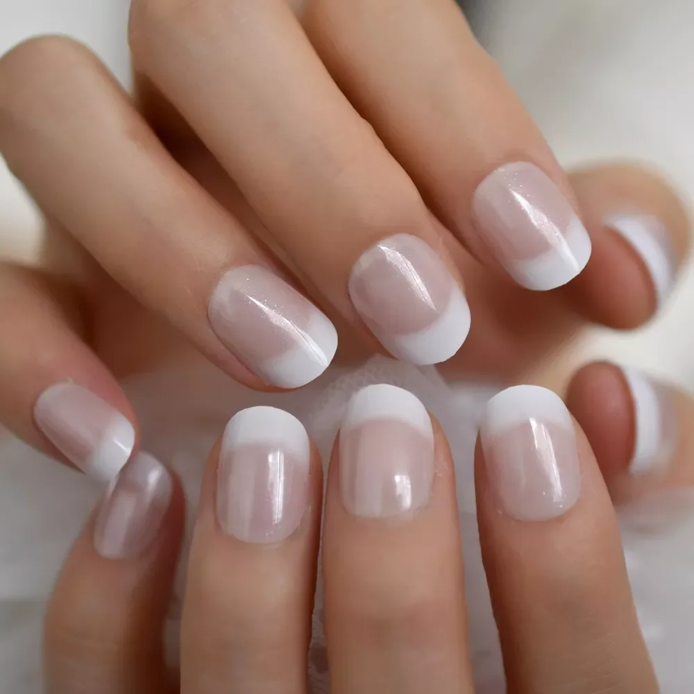 Salon Acrylic Press On Nails French Nails Short Length Ombre Round French Tips Glitter Pattern White Thin False Nail Art
Salon Acrylic Press On Nails French Nails Short Length Ombre Round French Tips Glitter Pattern White Thin False Nail Art