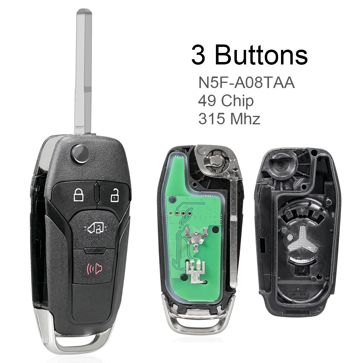 3 Buttons 315MHz Keyless Smart Remote Car Key Fob 49 Chip N5F-A08TAA for Ford Transit 2019-2021 Ford Transit Connect
3 Buttons 315MHz Keyless Smart Remote Car Key Fob 49 Chip N5F-A08TAA for Ford Transit 2019-2021 Ford Transit Connect