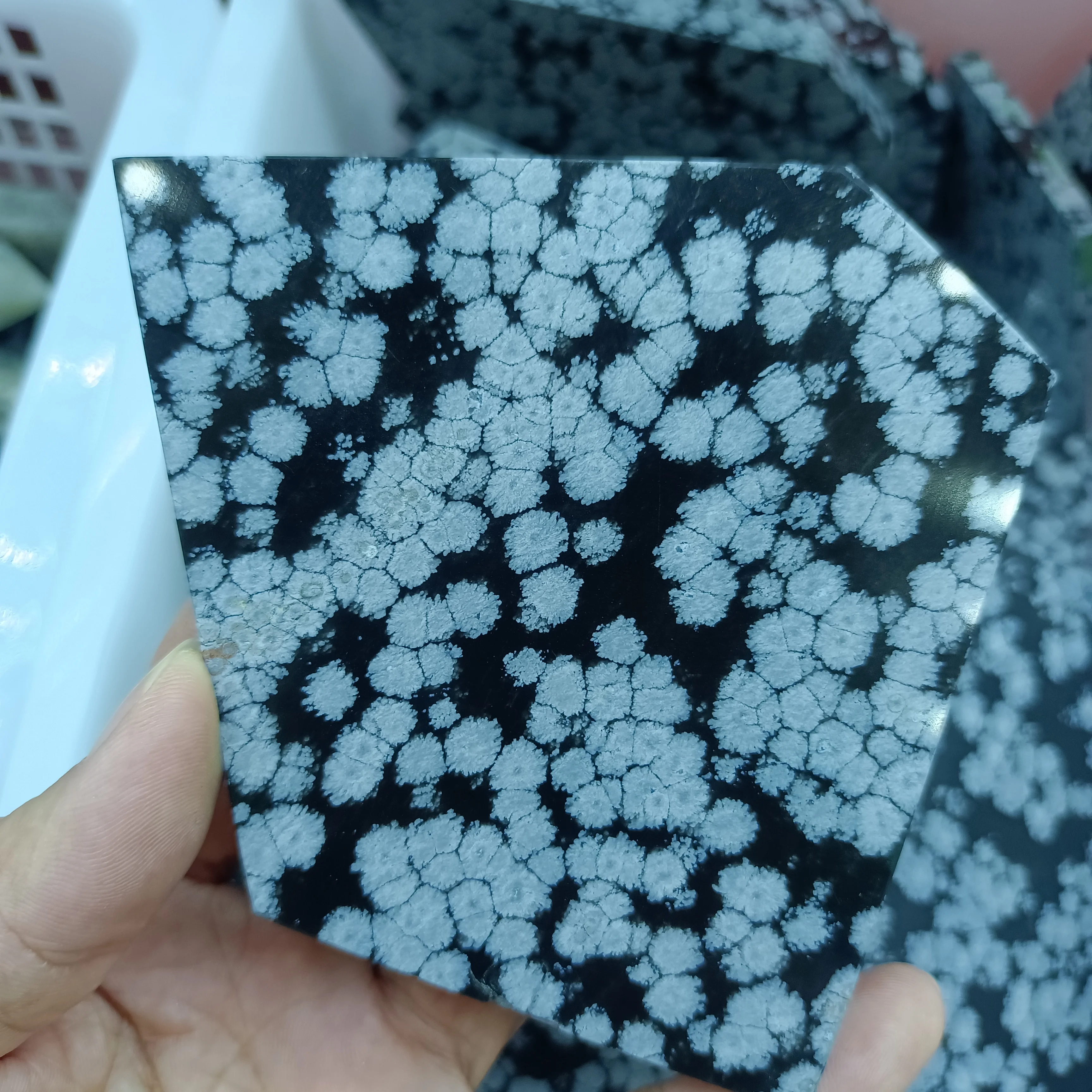 Natural snow flower stone hand polished raw stone crystal energy home office decoration
Natural snow flower stone hand polished raw stone crystal energy home office decoration
