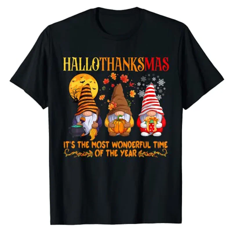 Happy Hallothanksmas милые гномы осень Хэллоуин женская футболка для девочек с рисунком Y2k