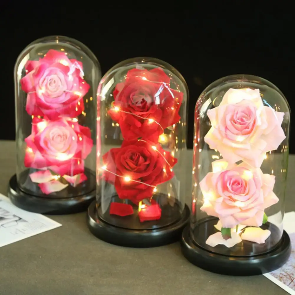 1 Set Creative Rose Ornament Romantic LED with Fairy String Light Rose Flower in Glass Dome Home Decor Valentine's Day Gift
1 Set Creative Rose Ornament Romantic LED with Fairy String Light Rose Flower in Glass Dome Home Decor Valentine's Day Gift