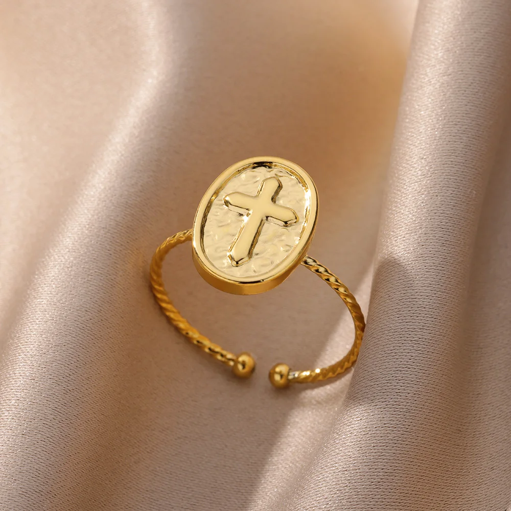 Vintage Cross Rings for Women Gold Plated Adjustable Stainless Steel Ring New in Design Wedding Jewelry Accessories anillos
Vintage Cross Rings for Women Gold Plated Adjustable Stainless Steel Ring New in Design Wedding Jewelry Accessories anillos