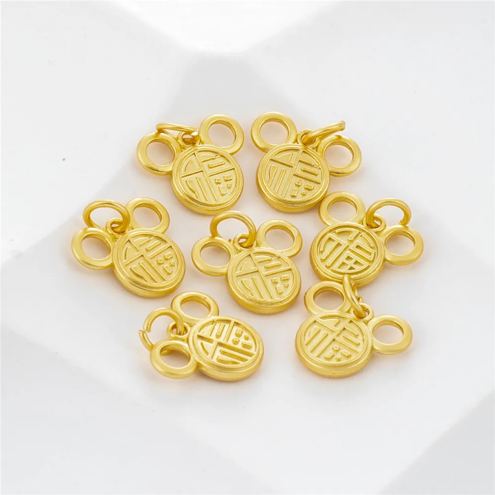 18K dumb gold frosted double ear blessing word Round Pendant DIY Handmade Bracelet Necklace Pendant tag accessories
18K dumb gold frosted double ear blessing word Round Pendant DIY Handmade Bracelet Necklace Pendant tag accessories