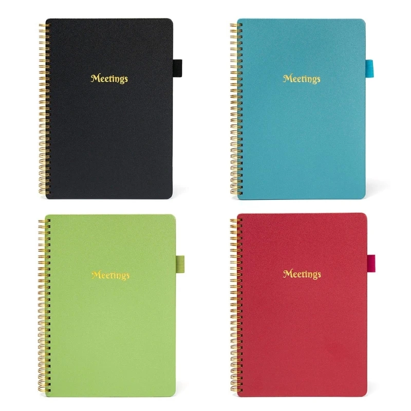 

Meeting Notebook with Action Items for More Productive Meetings with Pen Holder for Business,Work,Professional-Bound