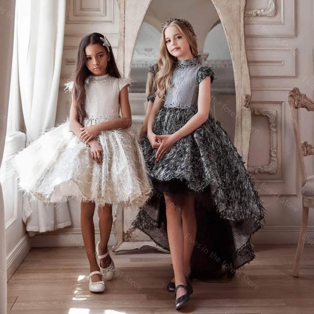 Elegant Flower Girl Dresses High Neck Shiny Beads Crystals Short Sleeves Little Kids Birthday Pageant Wedding Gowns Custom Made
Elegant Flower Girl Dresses High Neck Shiny Beads Crystals Short Sleeves Little Kids Birthday Pageant Wedding Gowns Custom Made