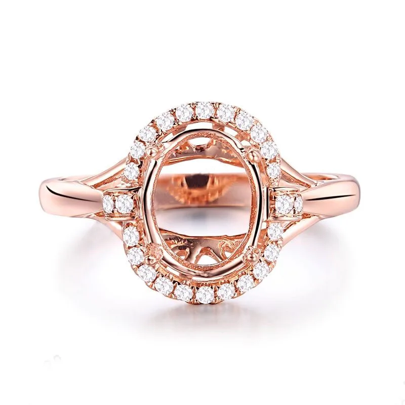 

HELON 9x7 мм овальная огранка Твердое 14 к 10 к розовое золото натуральные бриллианты для женщин модные ювелирные изделия полукрепление обручальное кольцо с оправой