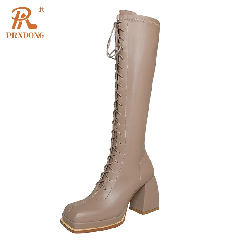 Женские Классические сапоги PRXDONG, черные или бежевые теплые сапоги до колена на массивном высоком каблуке и платформе, Осень-зима 2023
Женские Классические сапоги PRXDONG, черные или бежевые теплые сапоги до колена на массивном высоком каблуке и платформе, Осень-зима 2023