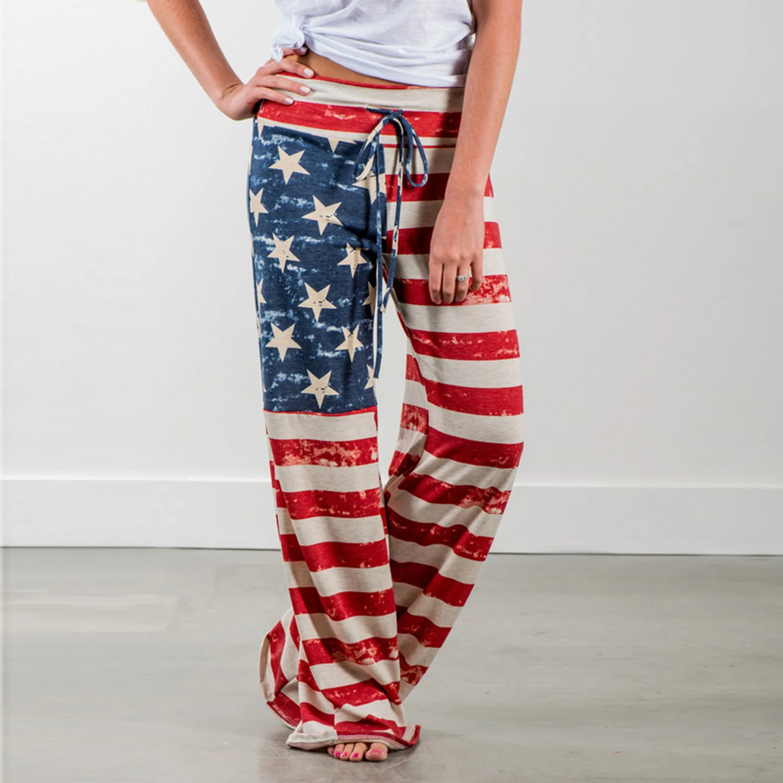 Womens Casual Stretch Yoga Pants Wide Leg Pants Loose Flag camouflage Printed Drawstring Lounge Pants
Womens Casual Stretch Yoga Pants Wide Leg Pants Loose Flag camouflage Printed Drawstring Lounge Pants