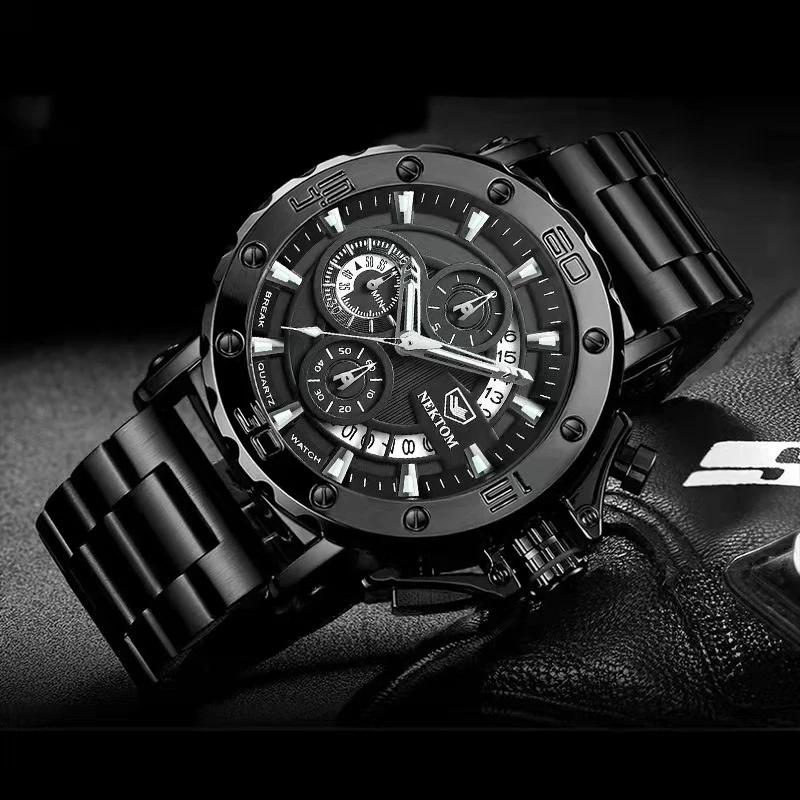 NEKTOM Men Sport Watch Top Brand Stainless Steel Waterproof Chronograph Clock Fashion Business Men Wristwatch Gift for Men
NEKTOM Men Sport Watch Top Brand Stainless Steel Waterproof Chronograph Clock Fashion Business Men Wristwatch Gift for Men