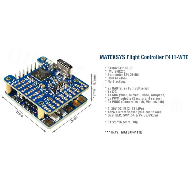 Полетный контроллер Matek F411-WTE с OSD/гоночный FPV Квадрокоптер для гоночной Дорожной