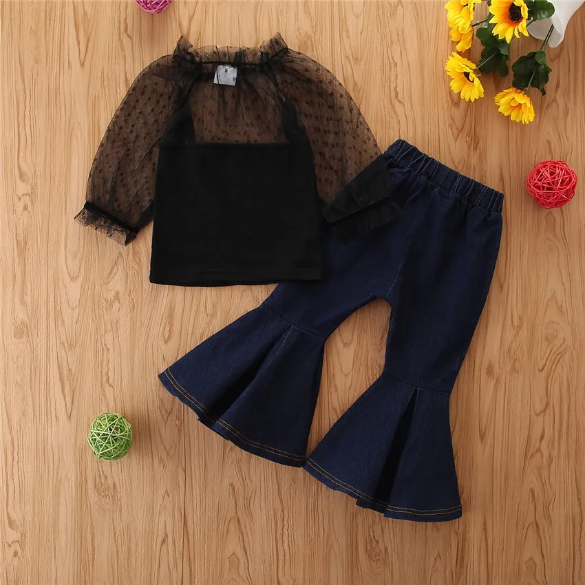 Girls Casual Two-piece Clothes Set Round Collar Long Sleeves Tops and Elastic Waist Jeans Kids Flared Pants Set 2-6Years
Girls Casual Two-piece Clothes Set Round Collar Long Sleeves Tops and Elastic Waist Jeans Kids Flared Pants Set 2-6Years