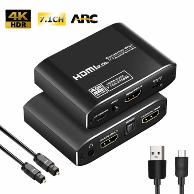 4K HDMI-compatible Audio Extractor 7.1 splitter HD To Audio ARC With ARC Optical audio splitter with ARC bag
4K HDMI-compatible Audio Extractor 7.1 splitter HD To Audio ARC With ARC Optical audio splitter with ARC bag
