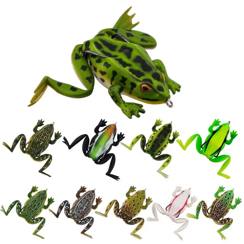 

10 Colors Floating Soft Frog Fishing Lure 6.5cm 19g Silicone Bait Top water Ray Frog with Double Hook Lifelike Fishing Baits