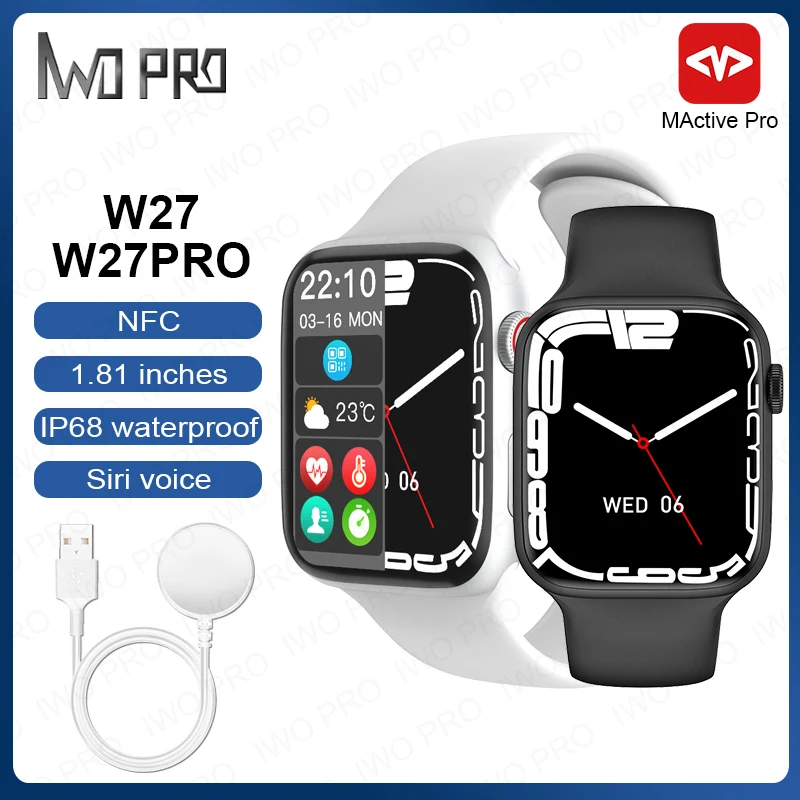 Смарт-часы IWO PRO 2022 W27 Pro Series 7 с NFC, умные часы с голосовым и Bluetooth-вызовом, экран 1,81 дюйма, мужские и женские Смарт-часы PK 14 DT7MAX HW67
Смарт-часы IWO PRO 2022 W27 Pro Series 7 с NFC, умные часы с голосовым и Bluetooth-вызовом, экран 1,81 дюйма, мужские и женские Смарт-часы PK 14 DT7MAX HW67
