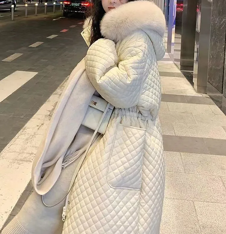 White Duck Long Down Jacket Woman Solid Big Fur Collar Loose Hooded Fashion 2023 Winter Casual Basic Down Coat
White Duck Long Down Jacket Woman Solid Big Fur Collar Loose Hooded Fashion 2023 Winter Casual Basic Down Coat
