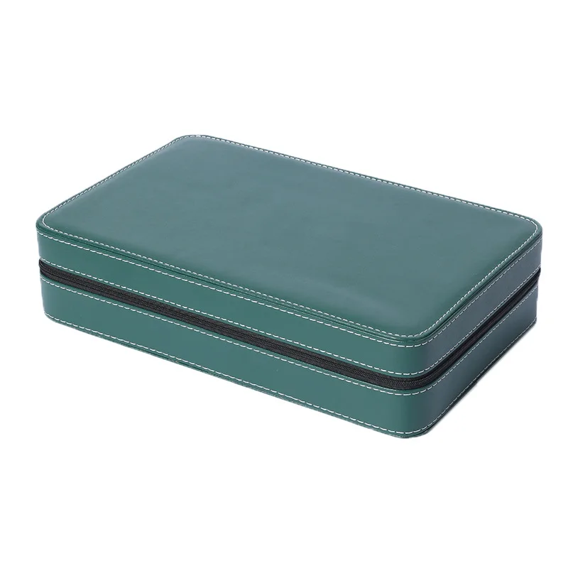 Watch Traval Case Box Organizer 6/10/12 Slots PU Leather Portable Zipper Multi-Functional Bracelet GREEN Display |