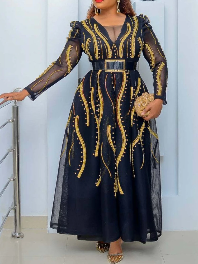 Women Dress Long Sleeves V Neck Mesh Sleeves Patchwork Large Size Ladies Maxi Vintage Retro African Party Celebrate Evening Robe
Women Dress Long Sleeves V Neck Mesh Sleeves Patchwork Large Size Ladies Maxi Vintage Retro African Party Celebrate Evening Robe