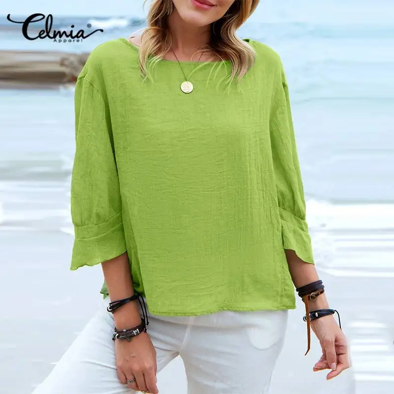 Повседневная Асимметричная Женская Туника Celmia с круглым вырезом, лето 2022, женские хлопковые Блузы с рукавом 3/4
Повседневная Асимметричная Женская Туника Celmia с круглым вырезом, лето 2022, женские хлопковые Блузы с рукавом 3/4