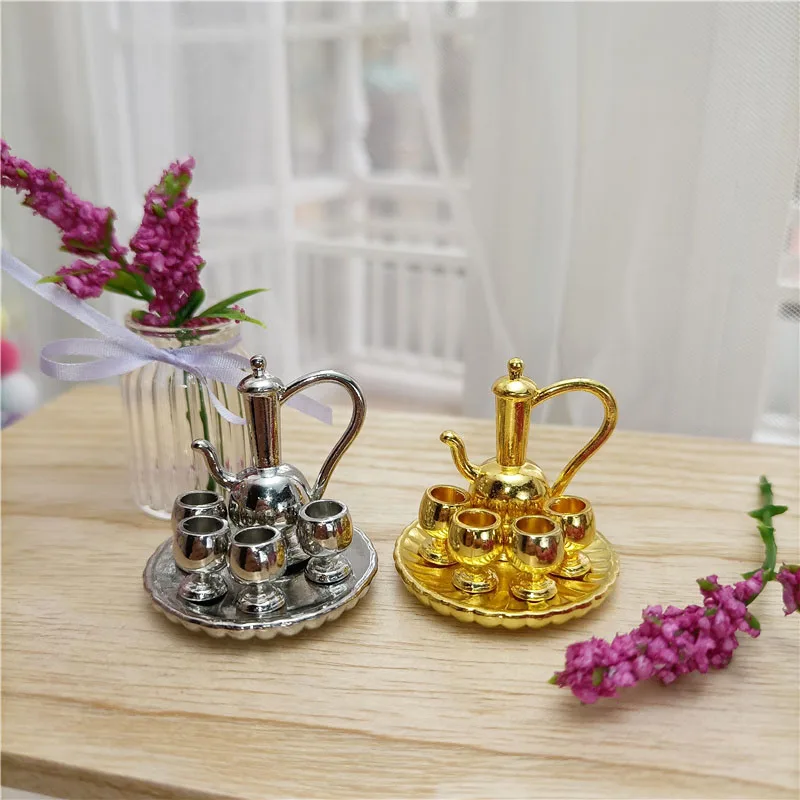 6 Pcs Miniature Metal Tea Coffee Set with Tray Vintage Style Tableware 1:12 Doll House Accessories
6 Pcs Miniature Metal Tea Coffee Set with Tray Vintage Style Tableware 1:12 Doll House Accessories