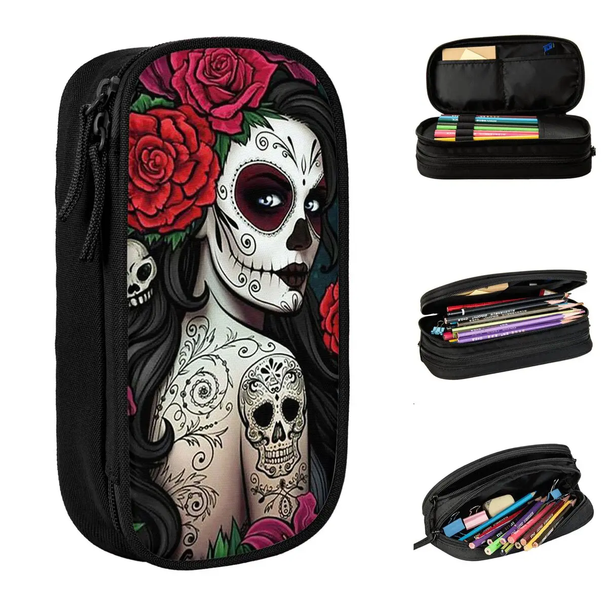 Sugar Skull Pencil Case Fun Beautiful Girl Pen Bags Girls Boys Large Storage Students School Zipper Pencil Pouch
Sugar Skull Pencil Case Fun Beautiful Girl Pen Bags Girls Boys Large Storage Students School Zipper Pencil Pouch