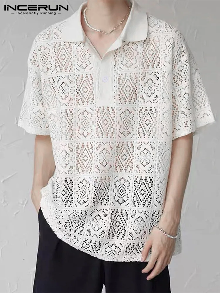 Men Shirt Lapel 2022 Short Sleeve Lace Hollow Out Streetwear See Through Camisas Sexy Fashion Casual Men Clothing S-5XL INCERUN
Men Shirt Lapel 2022 Short Sleeve Lace Hollow Out Streetwear See Through Camisas Sexy Fashion Casual Men Clothing S-5XL INCERUN